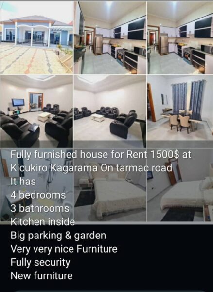 Kicukiro kagarama full furnished house for rent